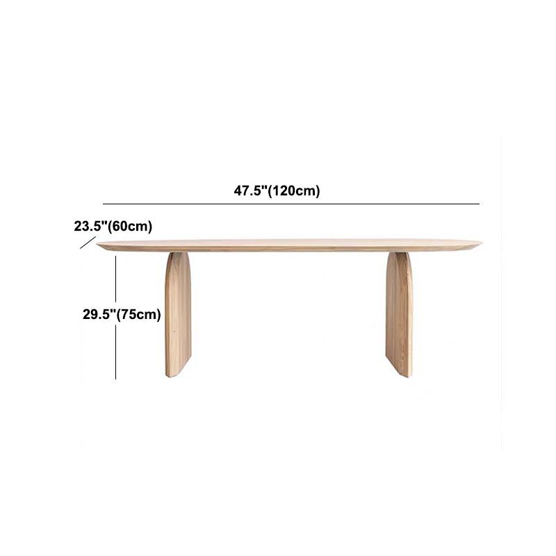 Modern Solid Wood Top Oval Dinette Table Wood Base Dining Table for Living Room