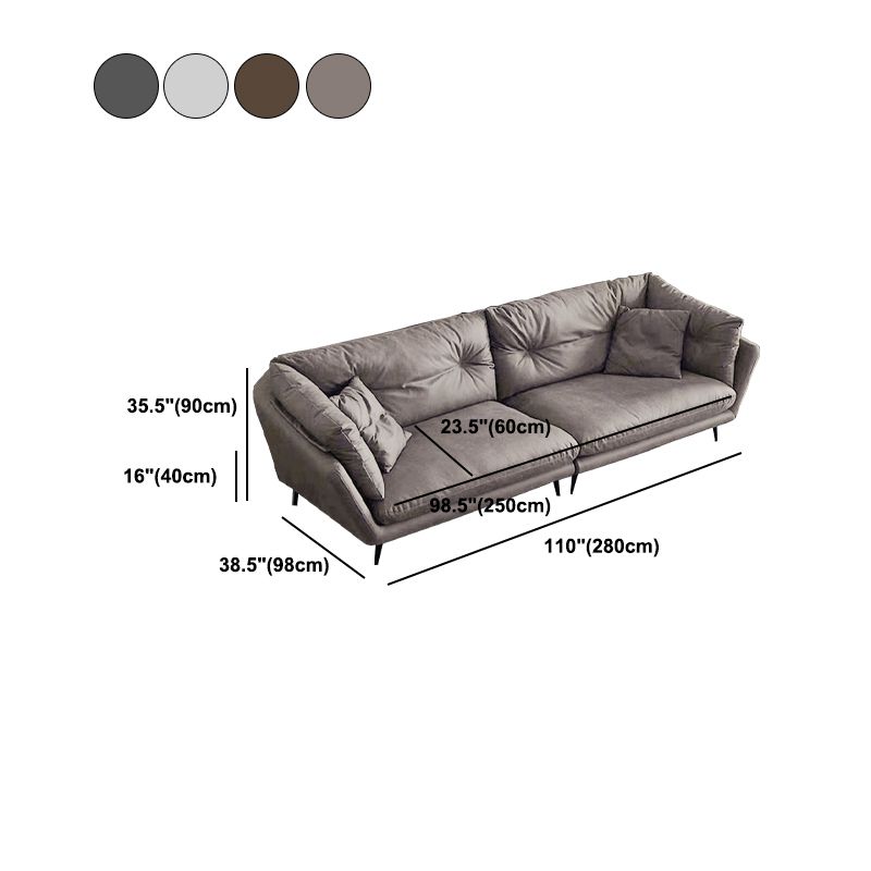 Faux Leather Tufted Contemporary Flared Arm Stain Resistant Sofa Couch