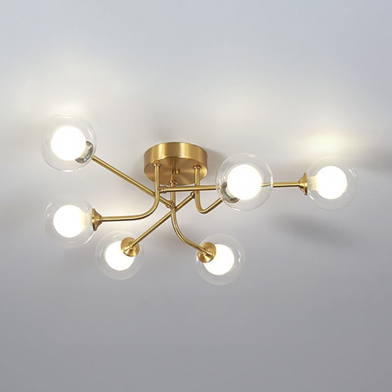 Ball Shape Glass Flush Ceiling Light Modern Multi Lights Flush Light Fixtures