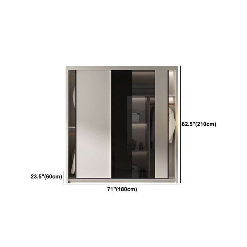 Contemporary Style Wood Wardrobe White Colour Wardrobe Closet with Sliding Door