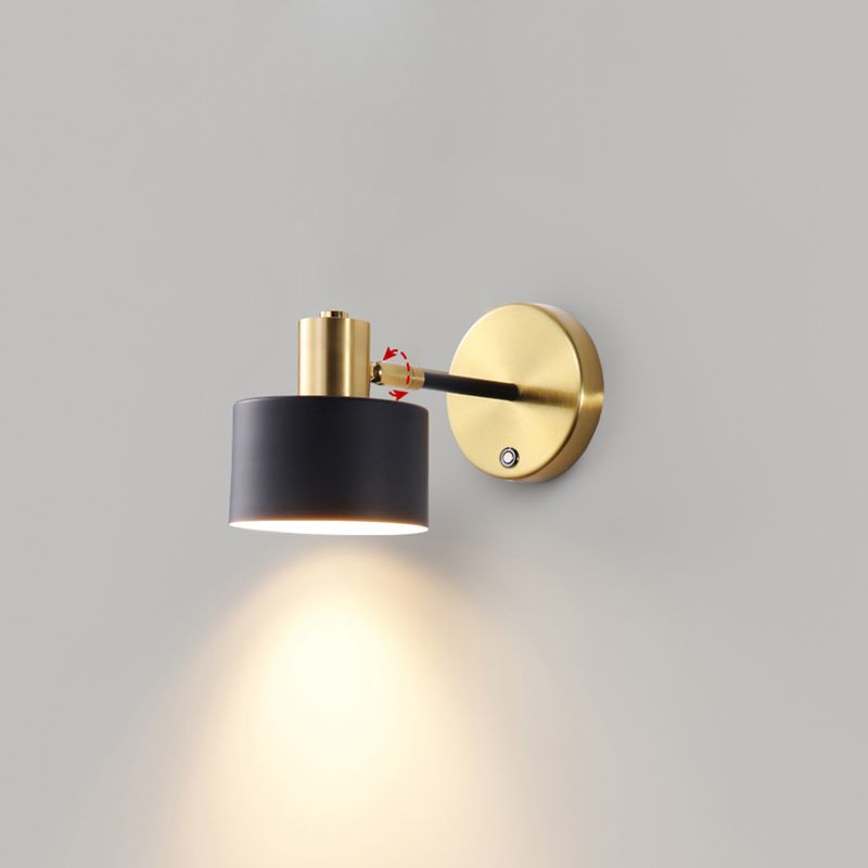Adjustable Angle 1 Light Cylinderical Wall Sconce Nordic Luxury Style Metal Sconces
