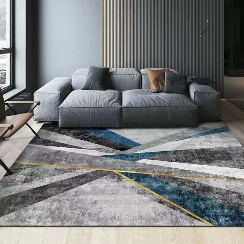 Multi Color Contemporary Rug Synthetics Abstract Geometry Carpet Non-Slip Stain Resistant Washable Rug for Sitting Room