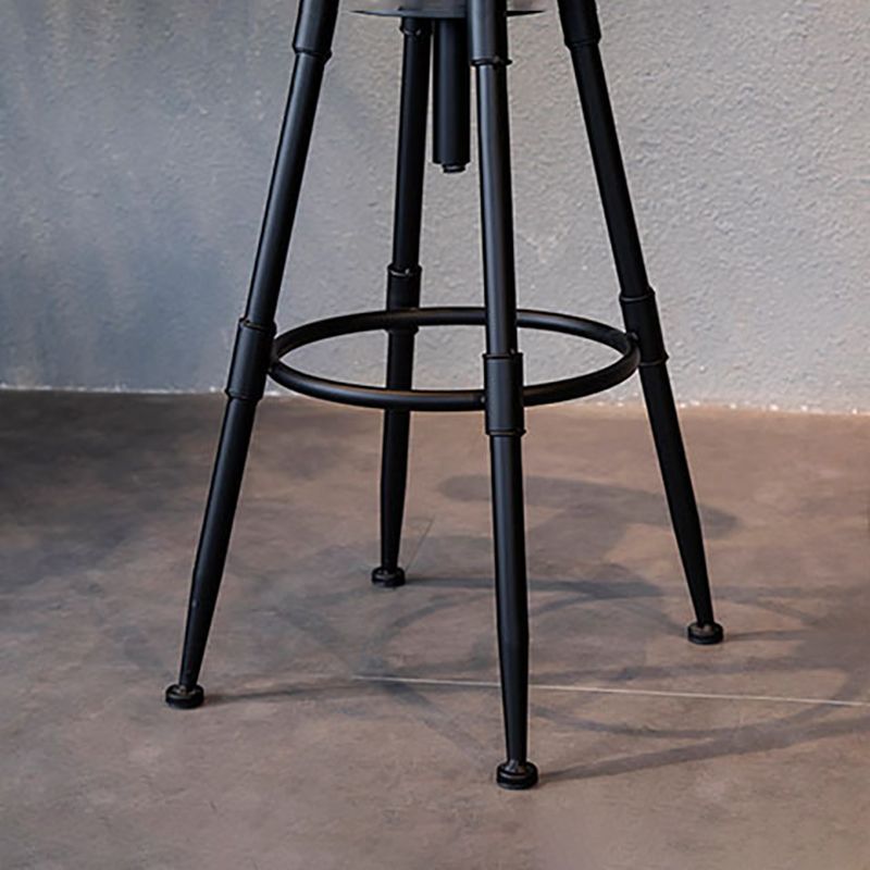 Modern Style Bar-stool Round Seat with Footrest Iron Legs for Kitchen Bar