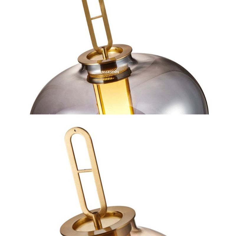 Lantern Table Lighting Contemporary Glass 1-Light Bedside Nightstand Lamp in Gold