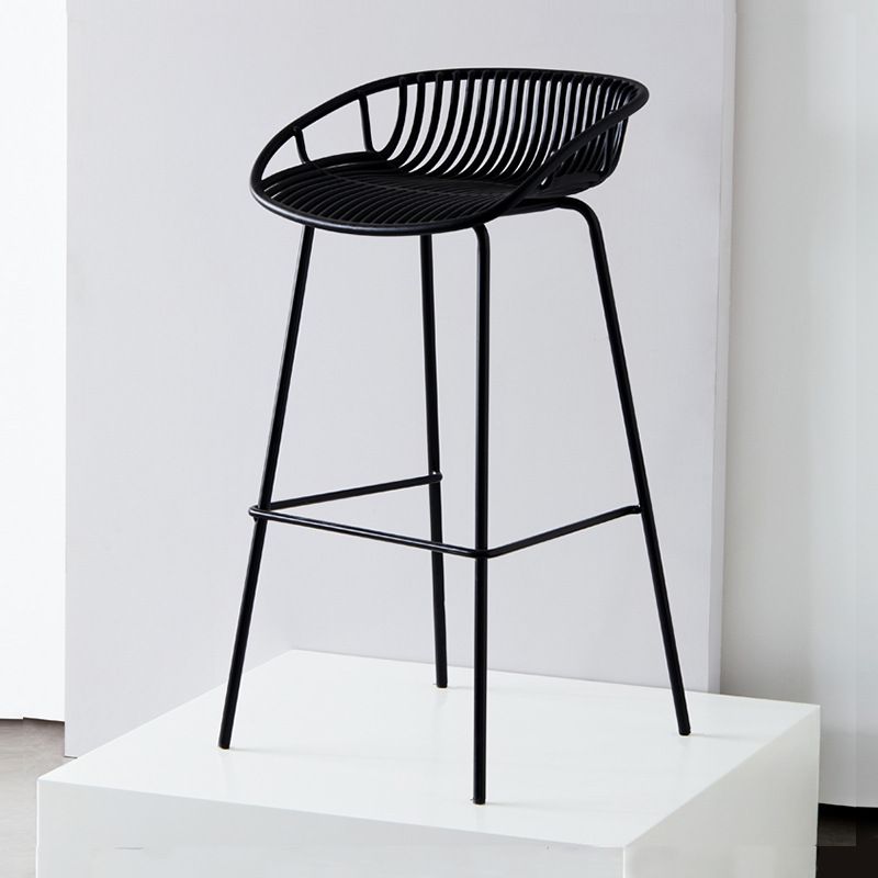 Industrial Metal Stool Metal Low Back Counter Stool in Matte Finish for Indoor
