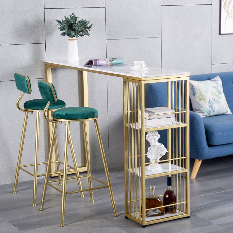 Industrial Bar Table Set 1/3 Pieces Faux Marble Rectangle Table and Stool Set