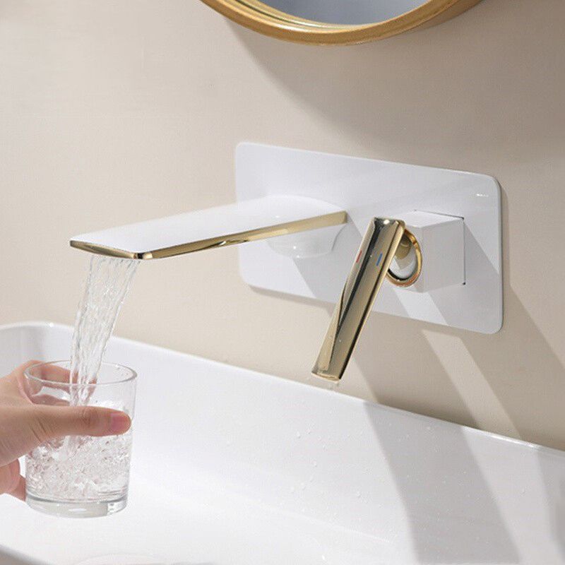 Waterfall Wall Mounted Bathroom Faucet Modern Lavatory Faucet