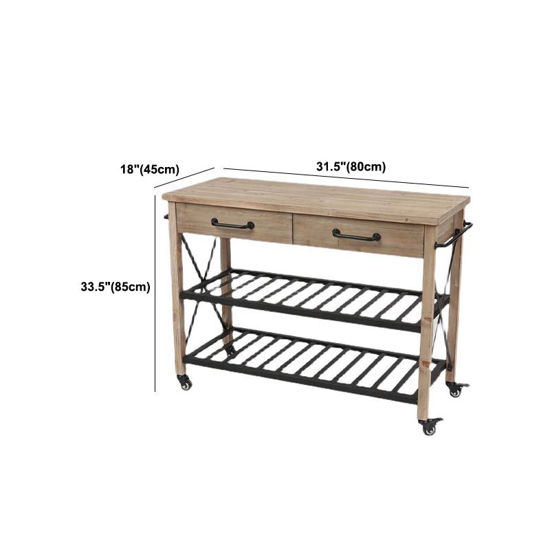 Contemporary Rolling Kitchen Cart Wood Rectangular Kitchen Island Cart with Towel Rack
