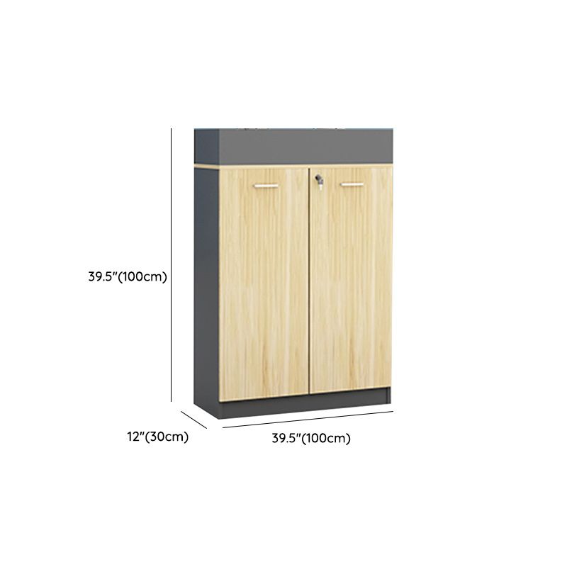 Contemporary Style File Cabinet Wooden Frame Lock Storage Filing Cabinet