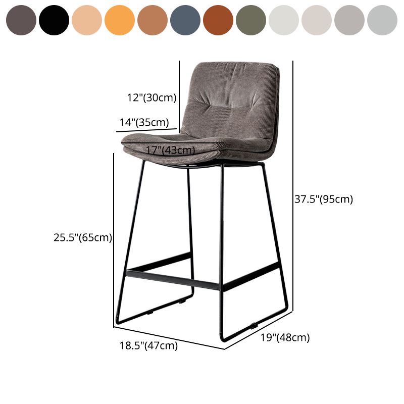 Scandinavian Low Back Home Stool Matte Finish Upholstered Barstool