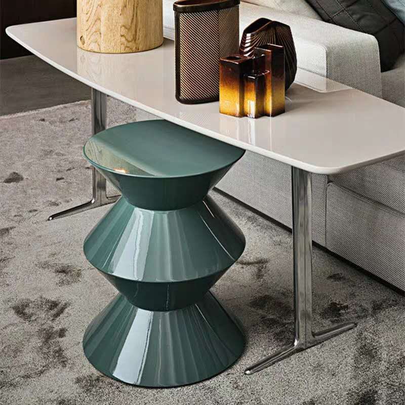 Round Solid FRP Top Side Table 17.7"/20.8"Tall Pedestal End Table