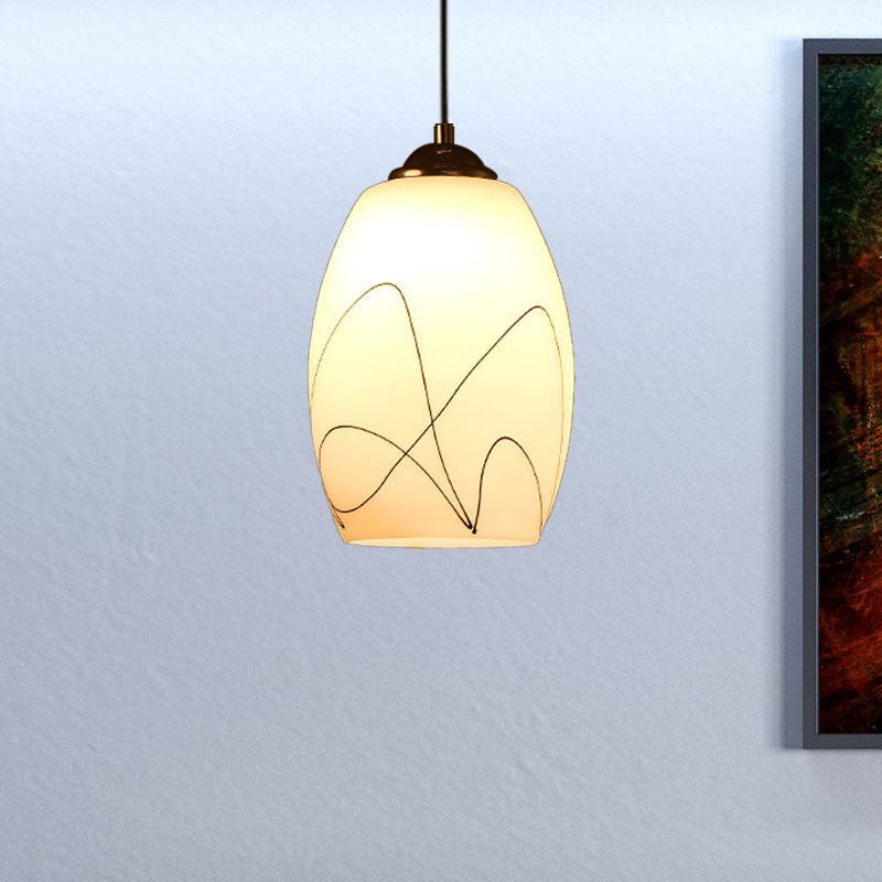 Wave Tulip White Glass Anhängerlampe moderne 1 Kopf schwarz hängende Deckenleuchte für Esszimmer