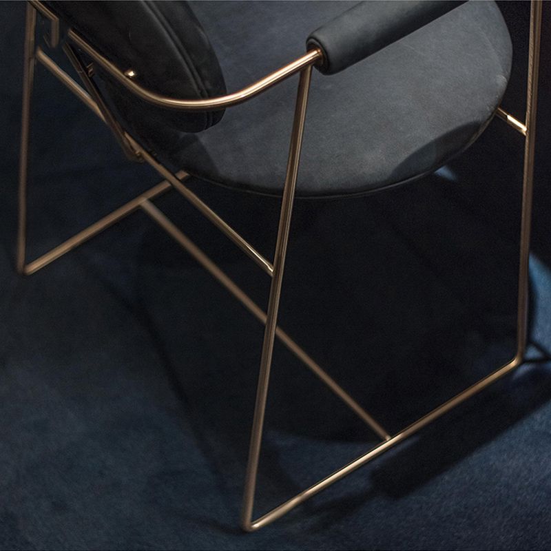 Contemporary Style Arm Chair Open Back Side Dining Chair with Metal Base for Dining Room