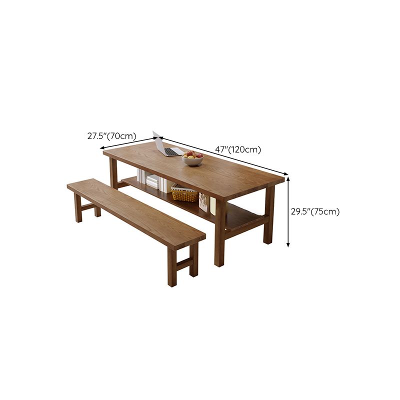 Simplicity Dinette Table Solid Wood Rectangle Dining Room Table in Brown