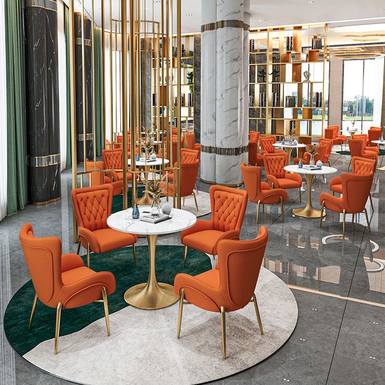 Scandinavian Kitchen Dining Room Set with  Sintered Stone Top and Gold Base Dining Furniture