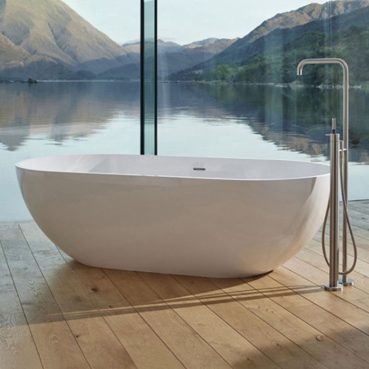 Modern Stone Bathtub Freestanding Soaking Bathtub , 29.53-inch Tall