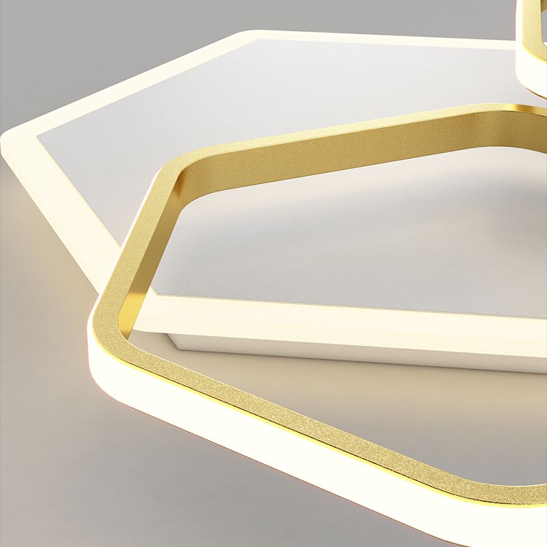 Metal Geometric Shape Flush Ceiling Light Modern 3 Lights Flush Ceiling Light Fixtures