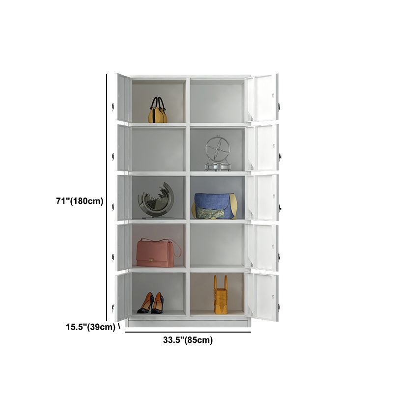 Modern Style Hinged Door Wardrobe for Home Grey Metal Cabinet