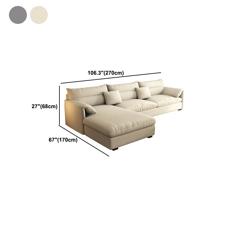 Nordic Square Arm Sofa & Chaise Loose Back Cushions Sofa - 26.77" H