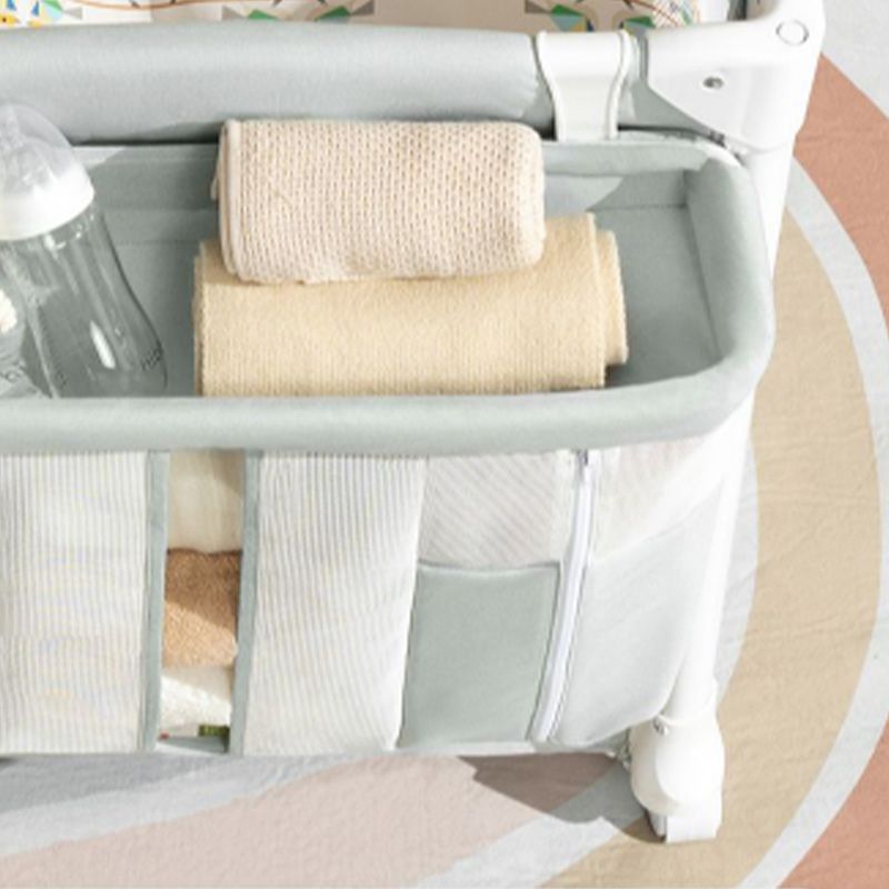 Contemporary Color Matching Nursery Bed Plastic Wheels Baby Crib