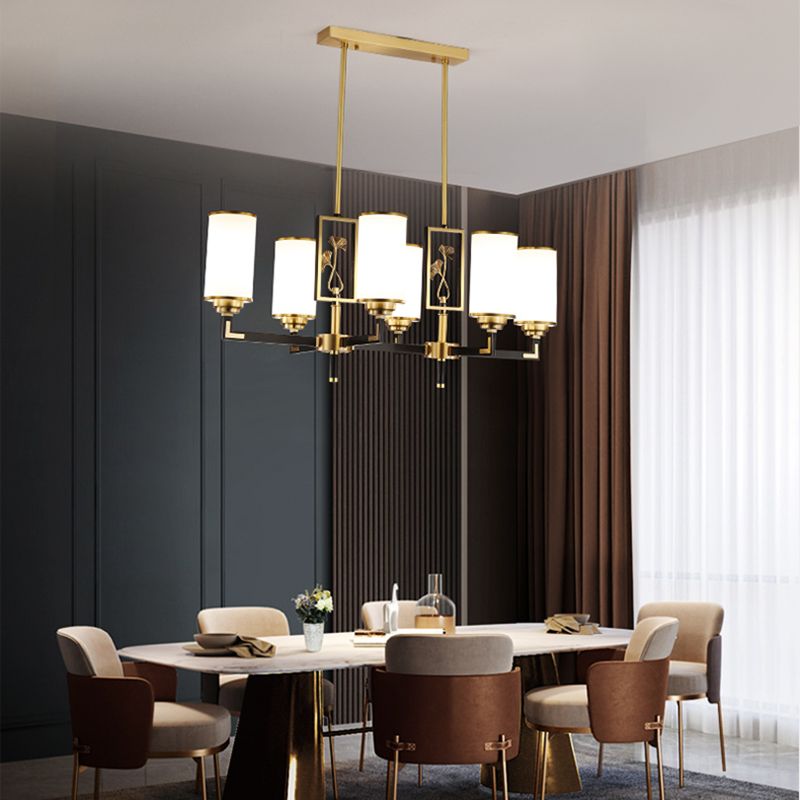 Cylinder Shape Pendant Lights Modern Style Glass Chandelier Lights