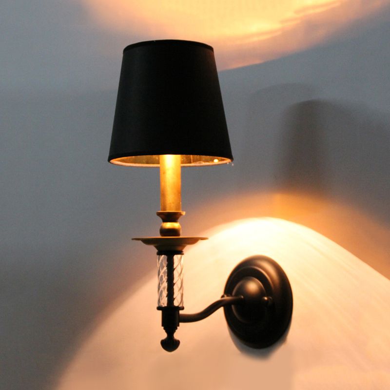 Éclairage mural du couloir de seau Tissu traditionnel 1 clair appiculture noire lumière avec décoration tubulaire acrylique