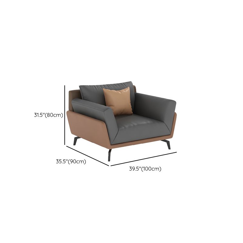 Black Faux Leather Flared Arm Chesterfield Sofa Industrial Style Seating
