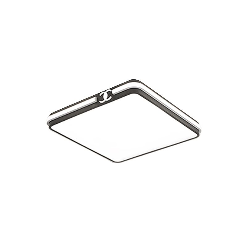 16.5"/20.5" W LED Bedroom Ceiling Light Fixture Simple Black/Gold Flush Mount Lighting with Square Acrylic Shade in Warm/White Light