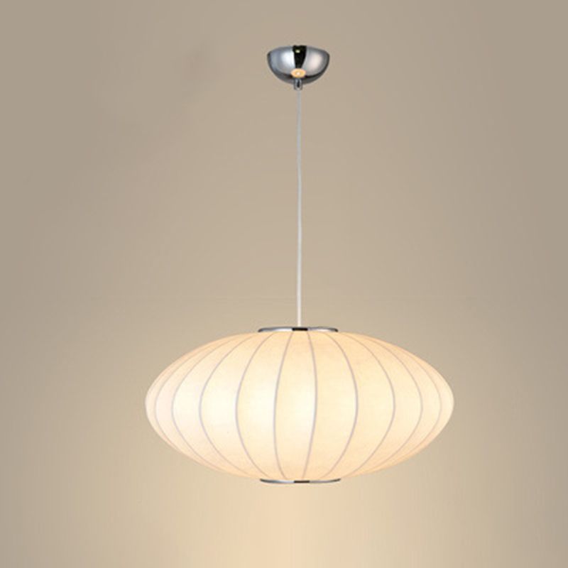 Pendante intérieure minimaliste, éclairage pendentif à 1 lumière en soie blanche pour restaurant