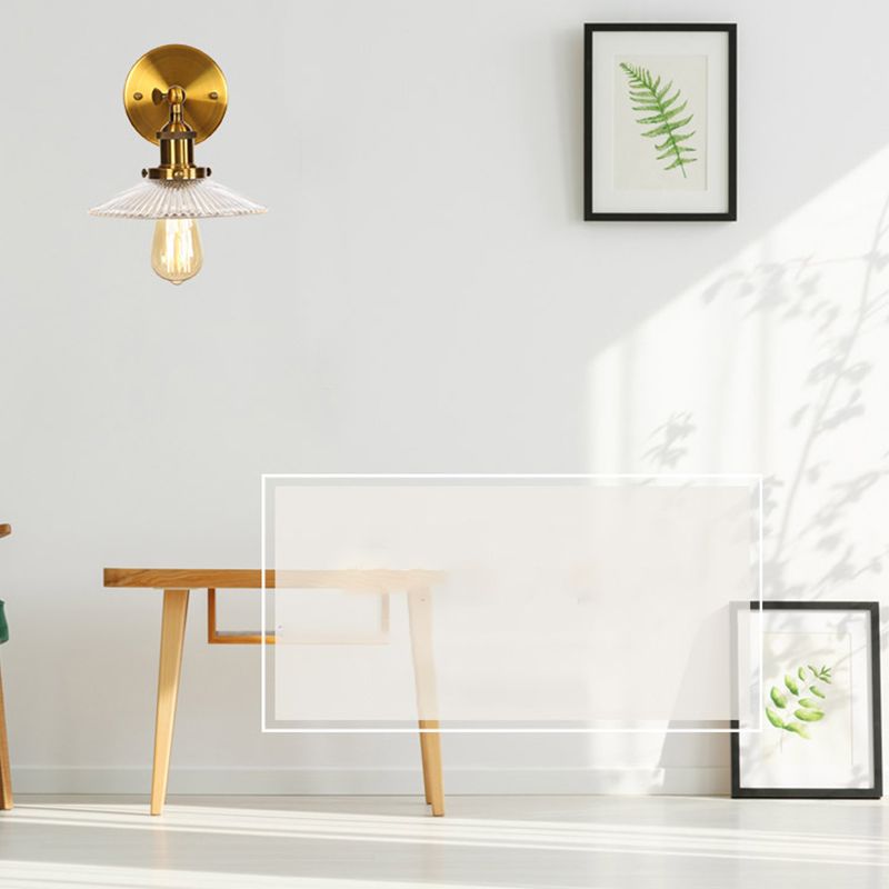 Illuminazione da parete geometrica vetro in stile industriale 1 luce sconce in ottone