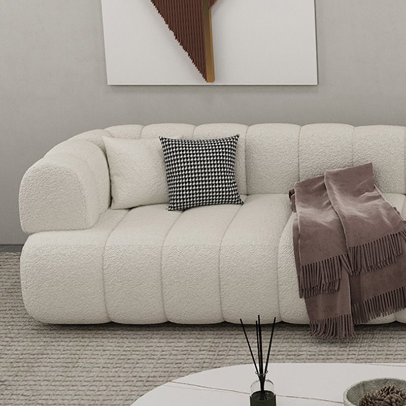 31" Wide Contemporary Sofa Fabric Pillows White Stationary Seating