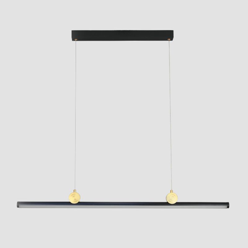 Black Aluminum Island Lamp Modern Linear Restaurant Pendant Light with Acrylic Shade