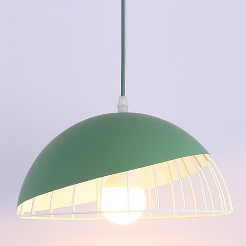 Moderne creatieve macaron hanglamp ijzer halfrond hangende lamp met aluminium schaduw