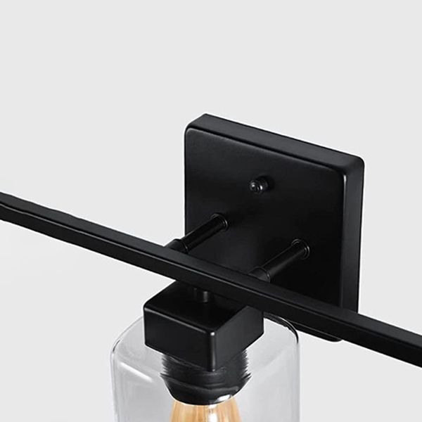 Industrial Metal Wall Sconce Rectangle Shape Vanity Lamp with Glass Shade for Bathroom