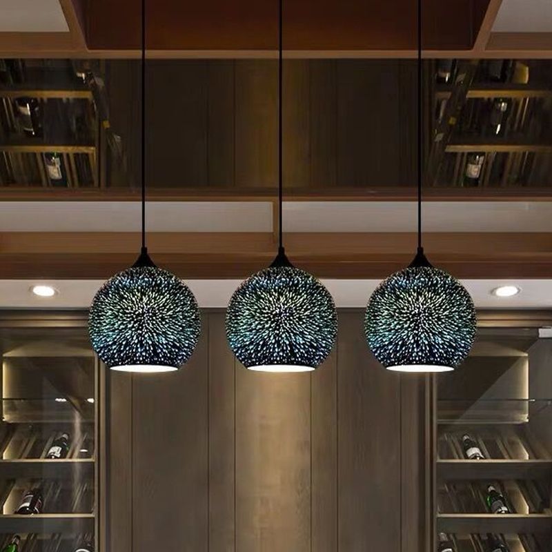 Geometry Dining Room Pendant Lamp 3D Firework Glass 1 Bulb Modern Hanging Light Fixture