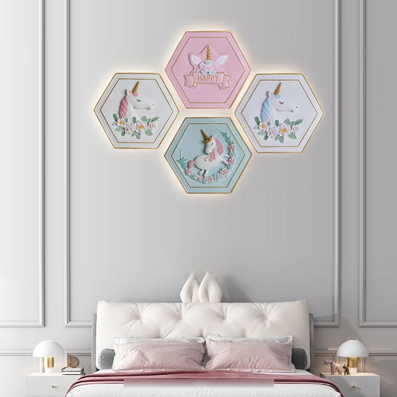Modern Style Hexagonal Shape Wall Sconce Metal 1 Light Wall Lighting for Bedroom