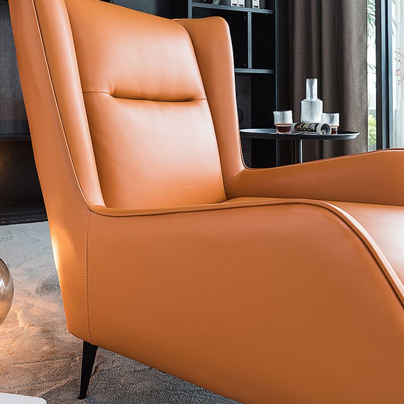 35.43" Wide Leather Wingback Chair in Orange with Black Basic Four Leg