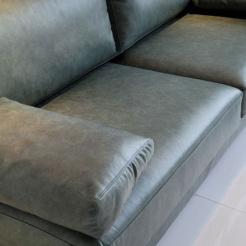 Contemporary Faux Leather/Cotton Blend Loveseat Pillow Top Arm Sofa