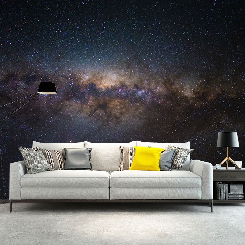 Galaxy Dazzling Stars Wallpaper Mural Modern Non-Woven Cloth Wall Art in Blue-Purple