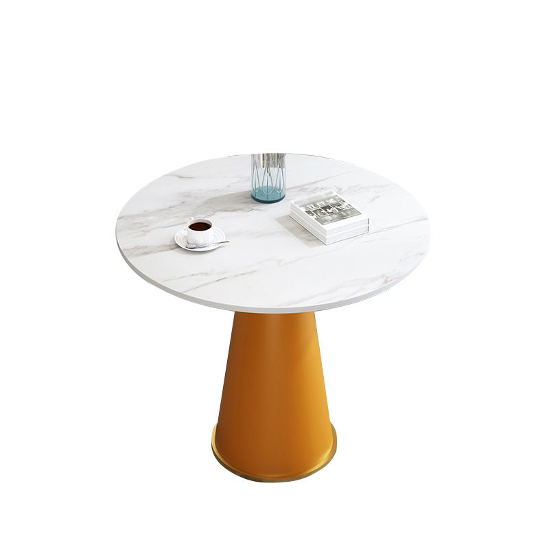 Modern Style Single Leg Base Solid Color Round Top Slate Coffee Table