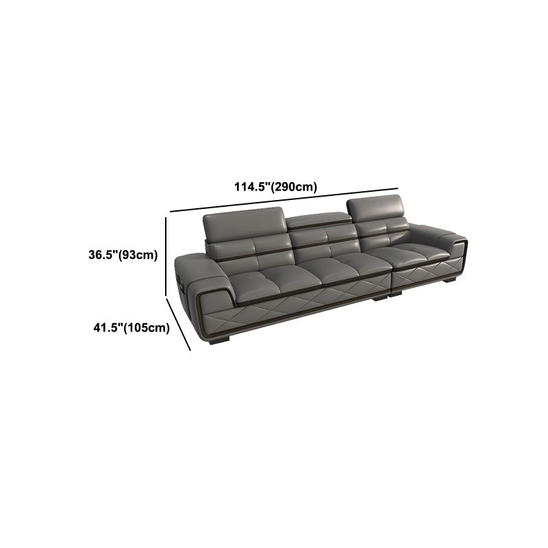 Modern Sofa Bed Leather Upholstered Grey Latex/sponge Upholstered Solid Wood Frame Sofa