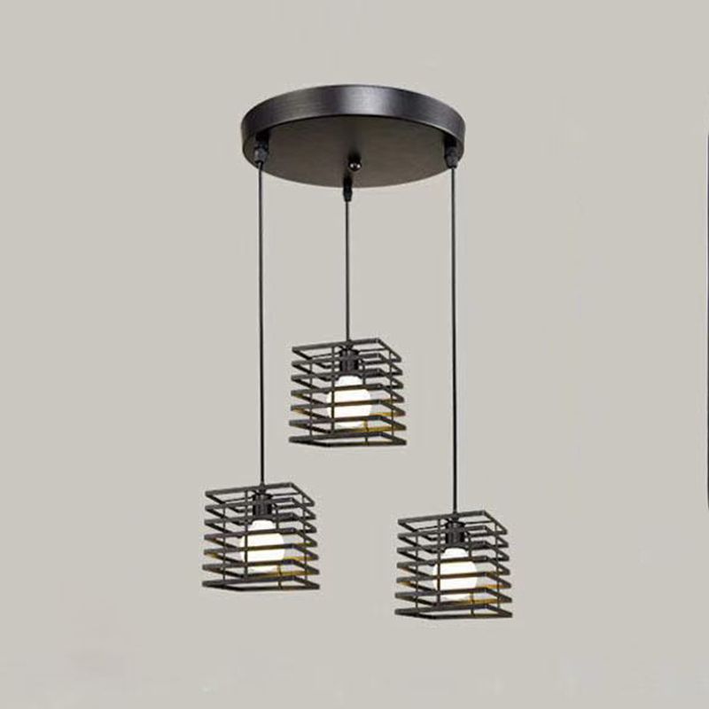 Simple Cage Hanging Island Light Industrial Hanging Lighting Fixture for Dining Room