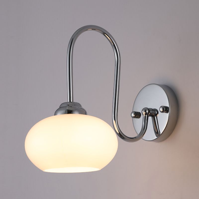 Nordic Style Wall Light Silvery Wall Lamp with Glass Shade for Bedroom