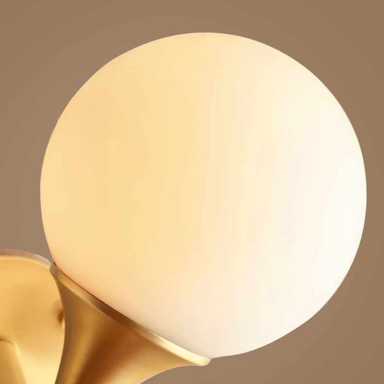 4-Lights White Globe Glass Ceiling Light 16.5" Wide Nordic Style Minimalism Brass Semi Flush Mount Lamp
