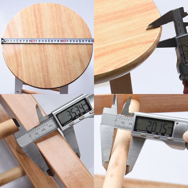 Modern Round Backless Stool Oak Solid Wood Bar Stool in Natural