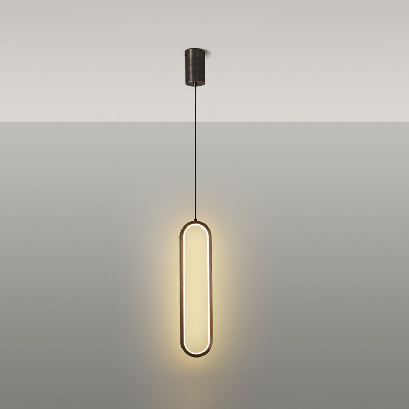 Linear Shape Metal Pendant Light Modern Style 1-Light Hanging Lamp