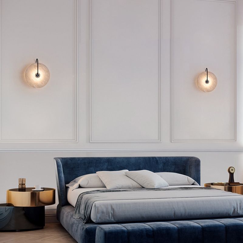Modern Style Round Wall Mounted Lamps Stone 1 Light Wall Lighting Ideas