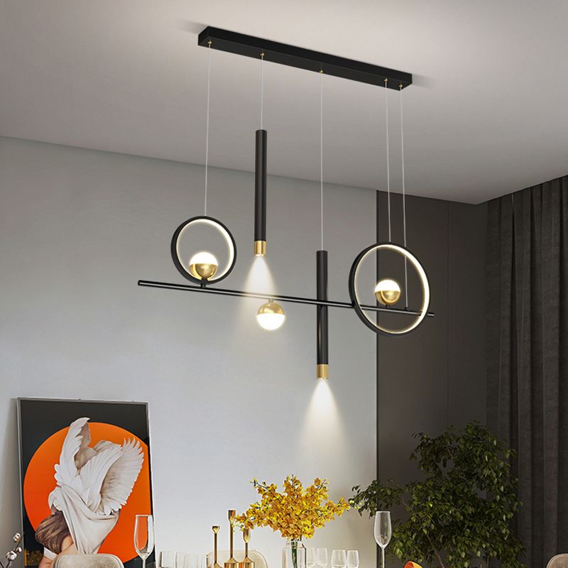 Iluminación colgante lineal luces colgantes contemporáneas para isla de cocina con sombra de metal