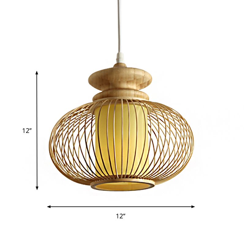 Urna Costa de iluminación Tradición de bambú 1 bulbo de lámpara de colgro de negro/madera para dormitorio, 10 "/12" de ancho