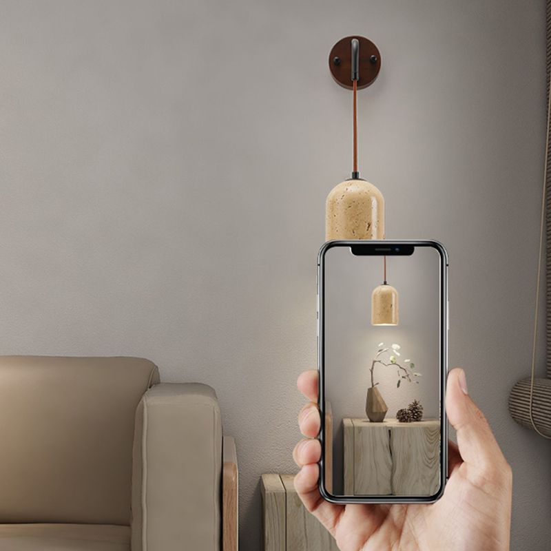 Modern Simple Wooden Wall Light Cylinder Shape Wall Lamp for Living Room